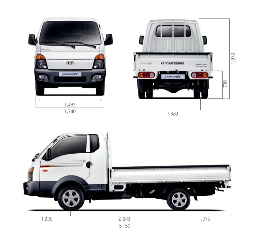 Габаритные размеры HYUNDAI PORTER II EURO-5