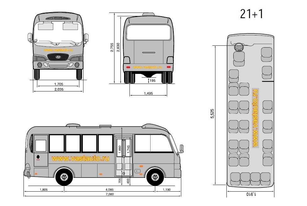 техническая характеристика автобуса hyundai county
