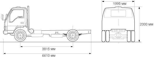 Габаритные размеры шасси ISUZU NQR75P-001 EURO-3